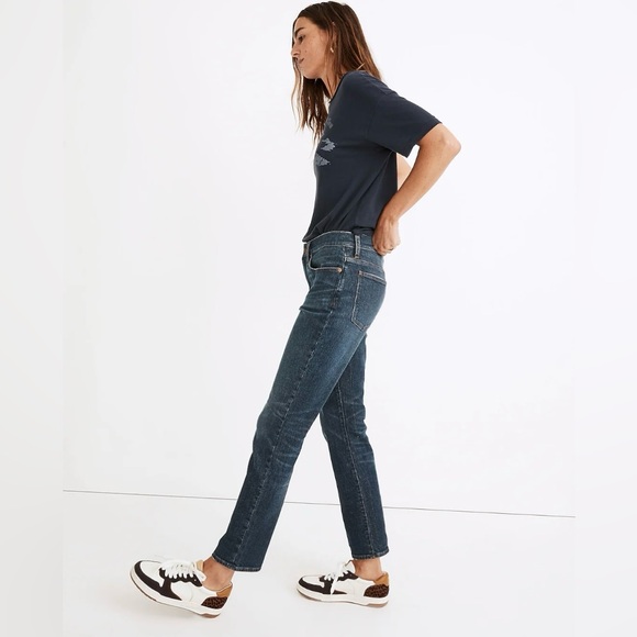 Madewell Tomboy Straight Jeans in Callan Wash Ankle Mid Rise Stretch - Picture 3 of 16